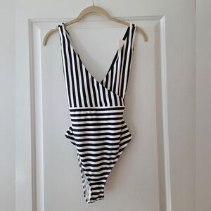 Asos One-piece Swimsuit, Black And White Stripe, Nwt, Sz US 6/ UK 10